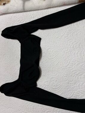 Black Long Sleeve Cropped Bra Top